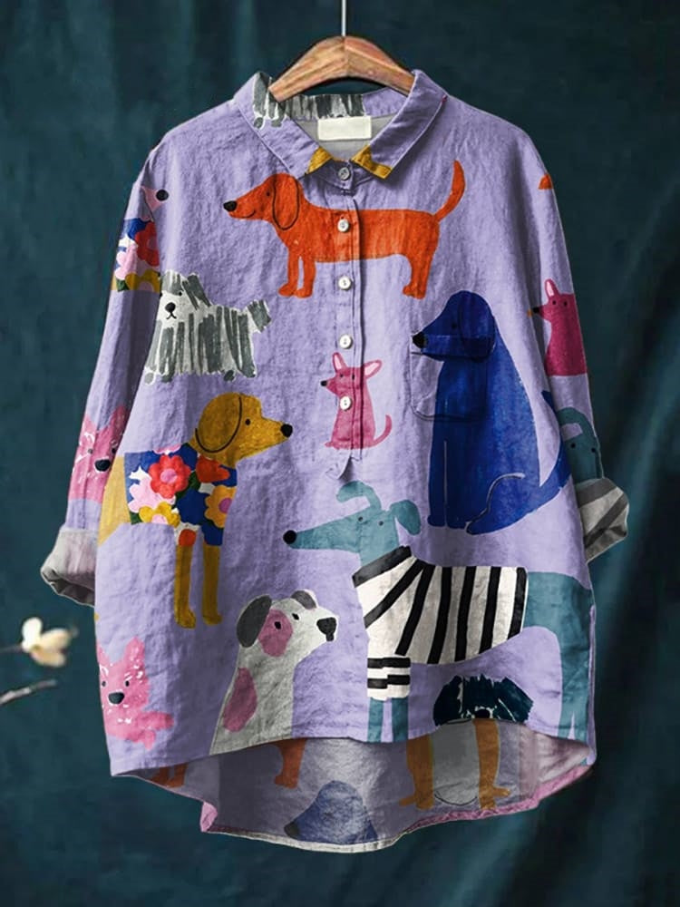 Cute Chloe Dog Drawing Print T-Shirt