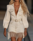Elegant Mini Dress with Tassels