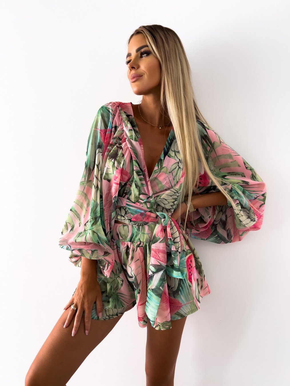Stylish Long Sleeve Summer Wrap Jumpsuit