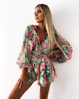 Stylish Long Sleeve Summer Wrap Jumpsuit