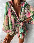Stylish Long Sleeve Summer Wrap Jumpsuit