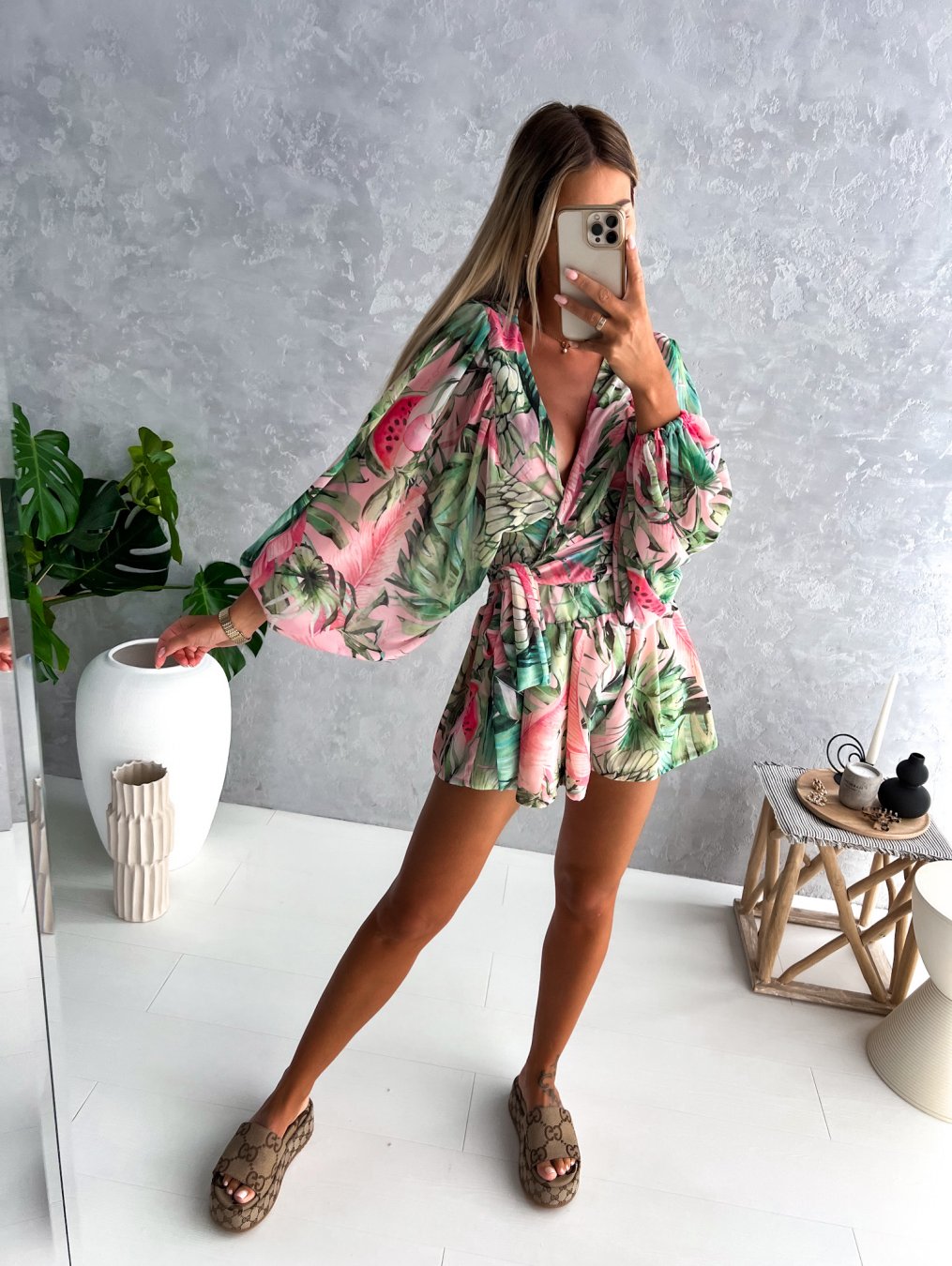 Stylish Long Sleeve Summer Wrap Jumpsuit