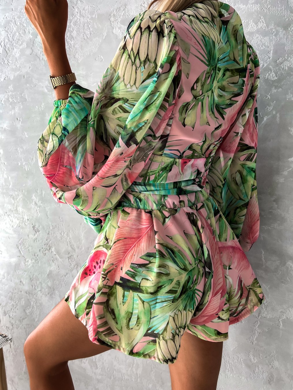 Stylish Long Sleeve Summer Wrap Jumpsuit