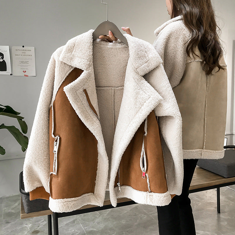 Stylish Faux Shearling Zip-Up Jacket