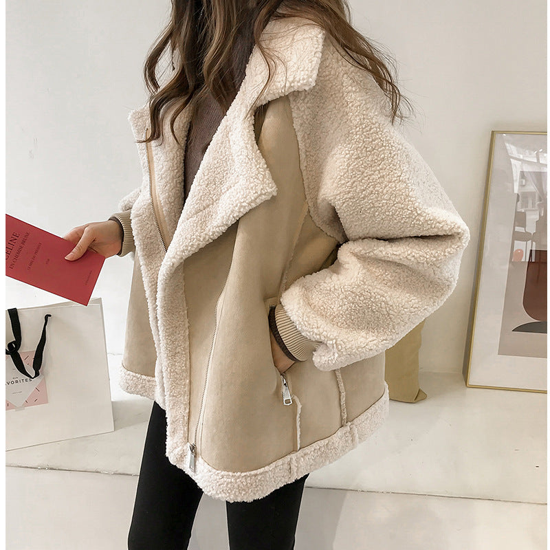 Stylish Faux Shearling Zip-Up Jacket