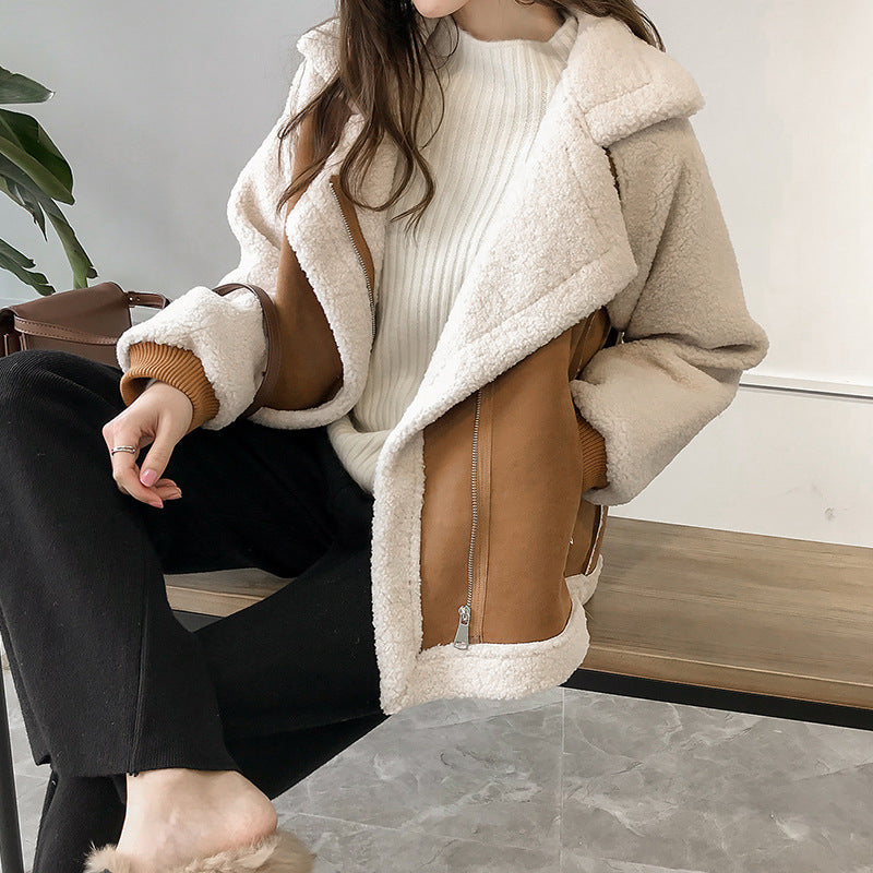 Stylish Faux Shearling Zip-Up Jacket