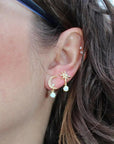 Classic Pearl Earrings with Star Charm