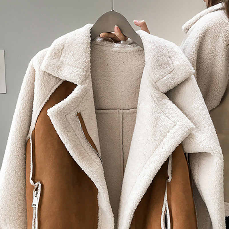 Stylish Faux Shearling Zip-Up Jacket