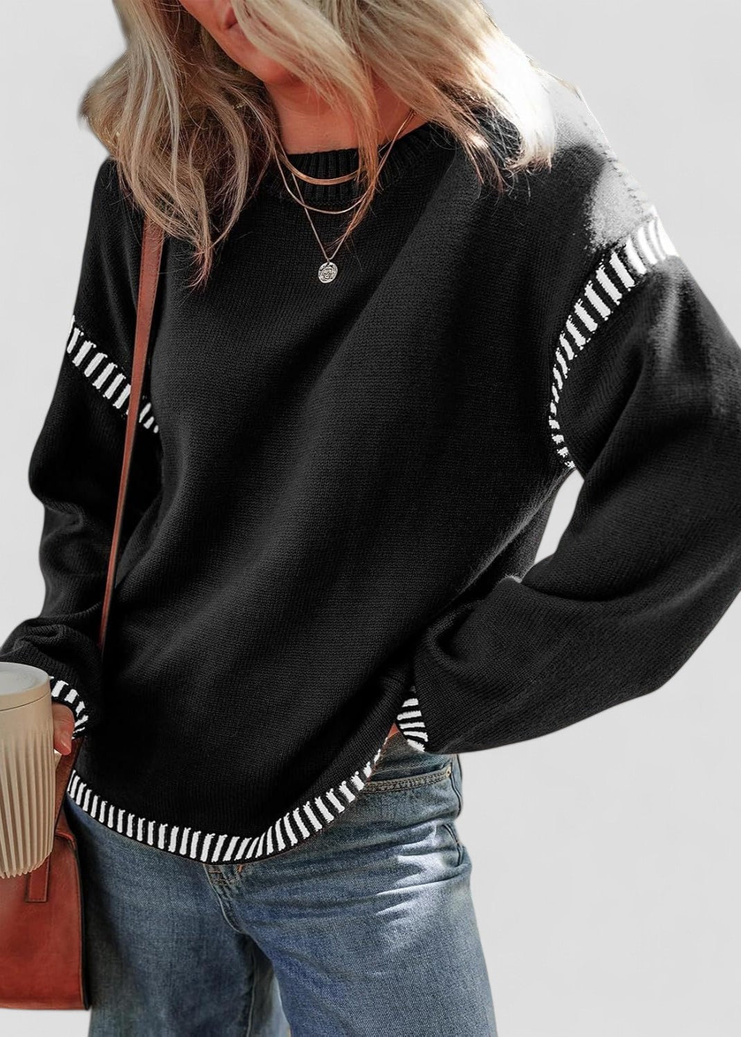 Colorblock Pullover Sweater Women