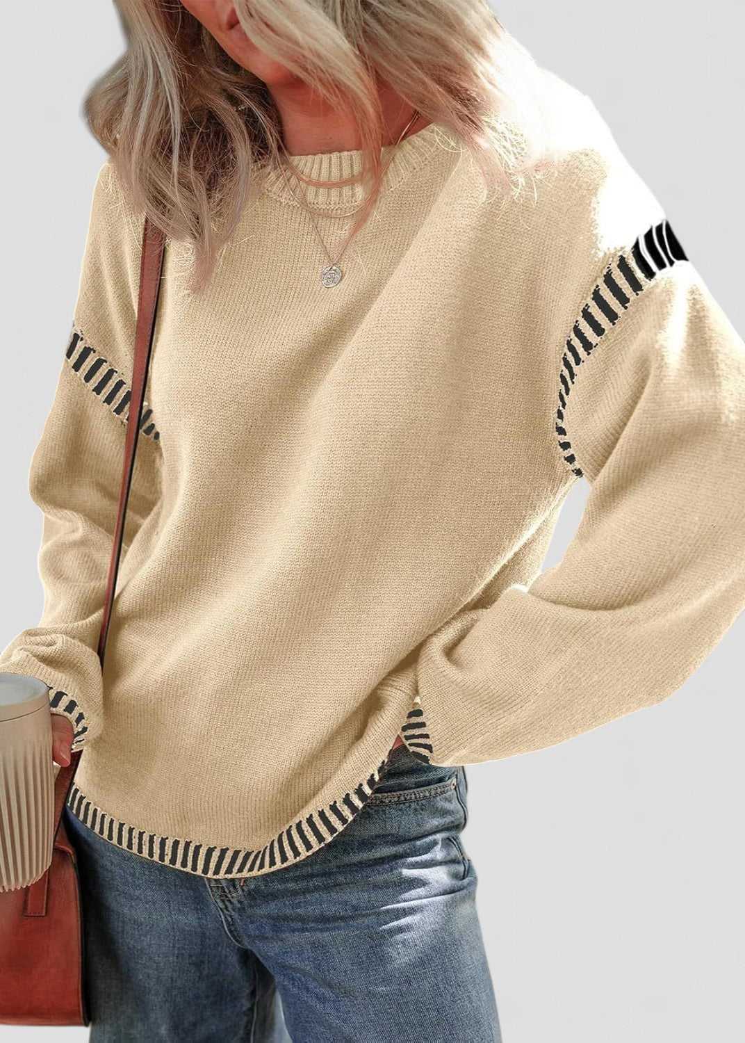 Colorblock Pullover Sweater Women