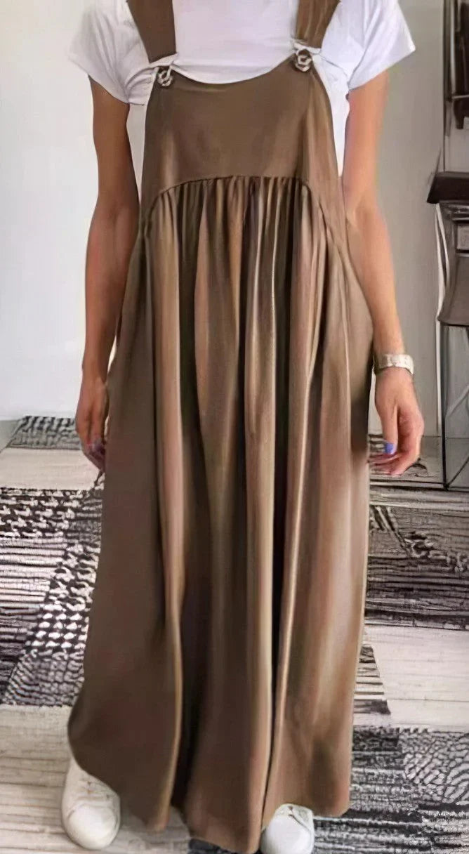 Solid Color Casual Dress with Straps