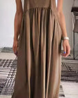 Solid Color Casual Dress with Straps
