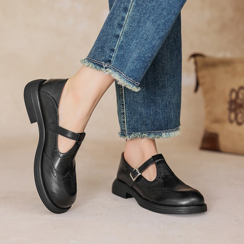 Chic Leather Mary Jane Shoes for Ladies