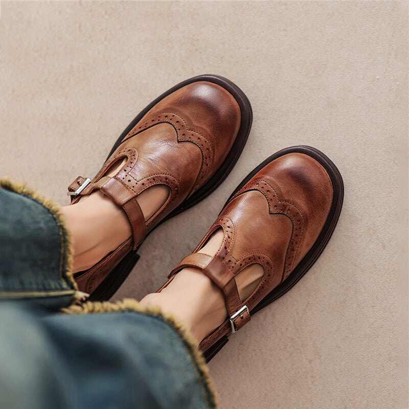 Chic Leather Mary Jane Shoes for Ladies