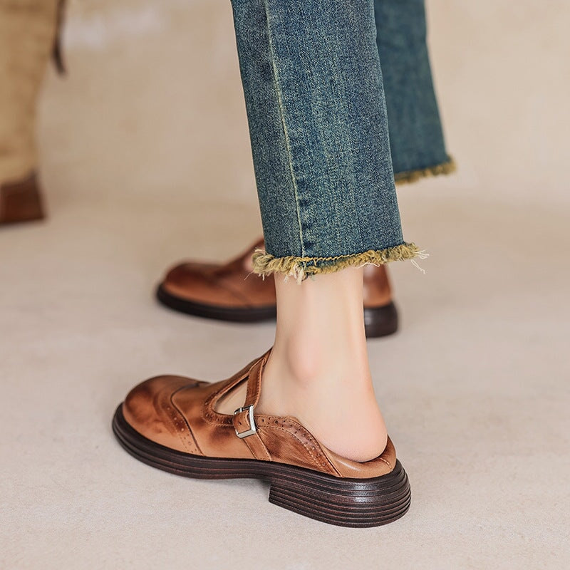 Chic Leather Mary Jane Shoes for Ladies