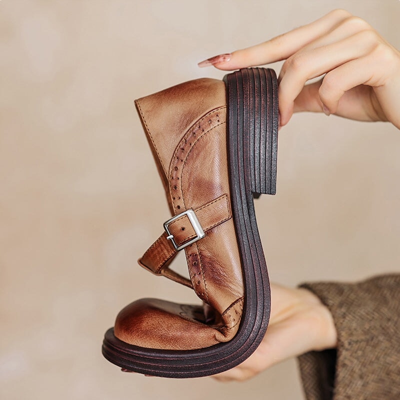 Chic Leather Mary Jane Shoes for Ladies