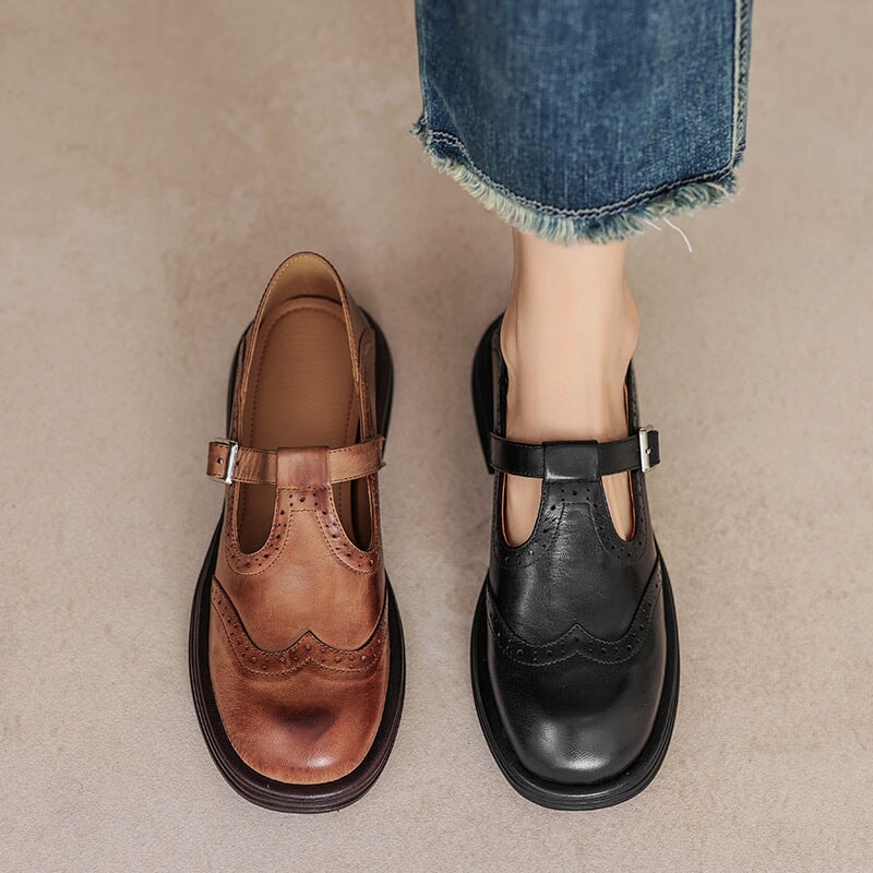 Chic Leather Mary Jane Shoes for Ladies