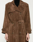 Vintage Style Suede Wrap Trench Coat