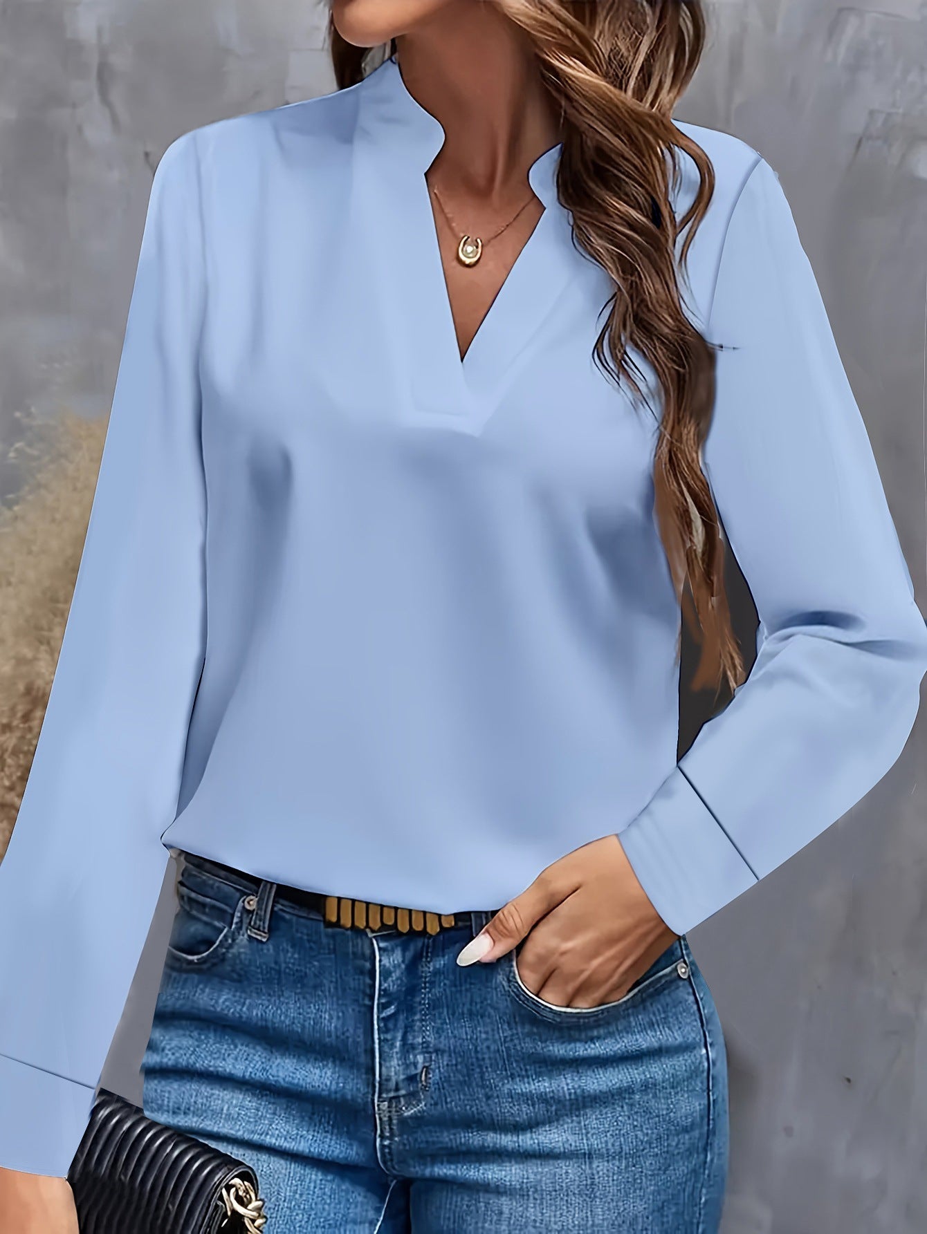 Chic Long-Sleeve V-Neck Blouse