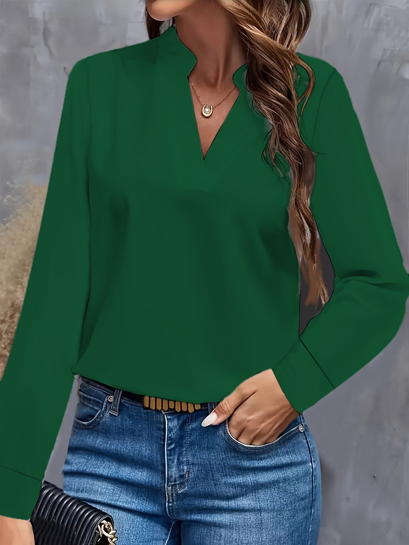 Chic Long-Sleeve V-Neck Blouse