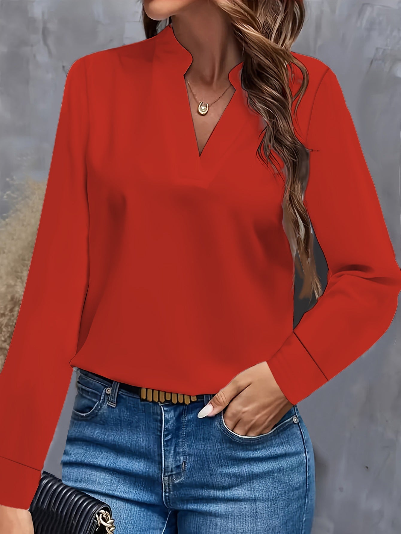 Chic Long-Sleeve V-Neck Blouse