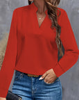 Chic Long-Sleeve V-Neck Blouse