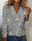 Elegant Diamond Blouse With V-Neck