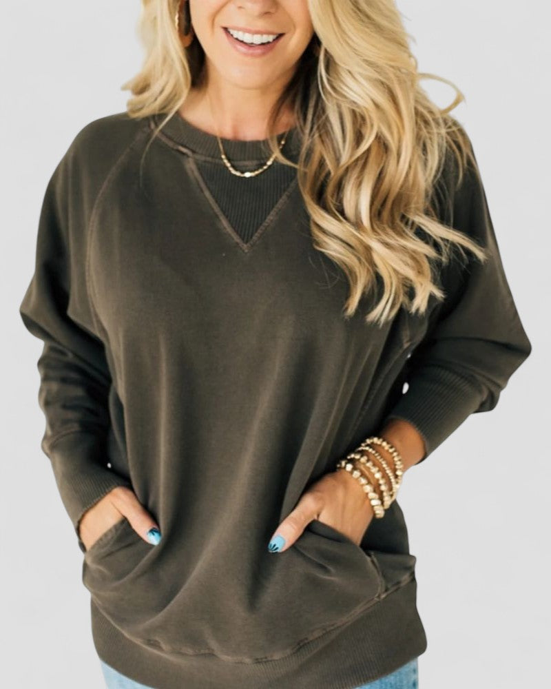 Textured Pullover Sweater with Pockets