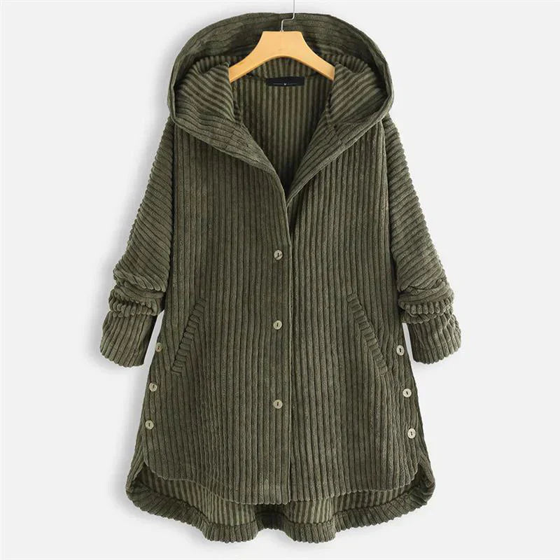 Ribbed Hooded Winter Coat for Women