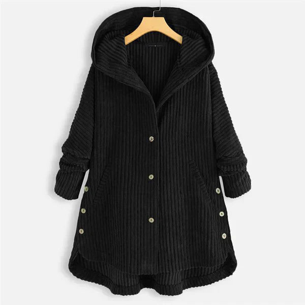 Ribbed Hooded Winter Coat for Women