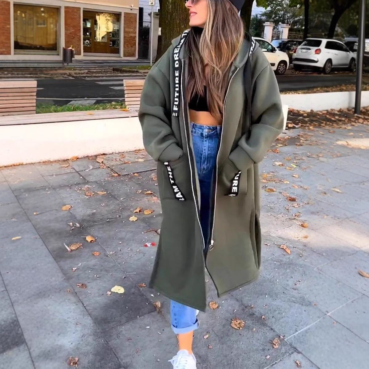 Elegant Long Hooded Sweatershirt