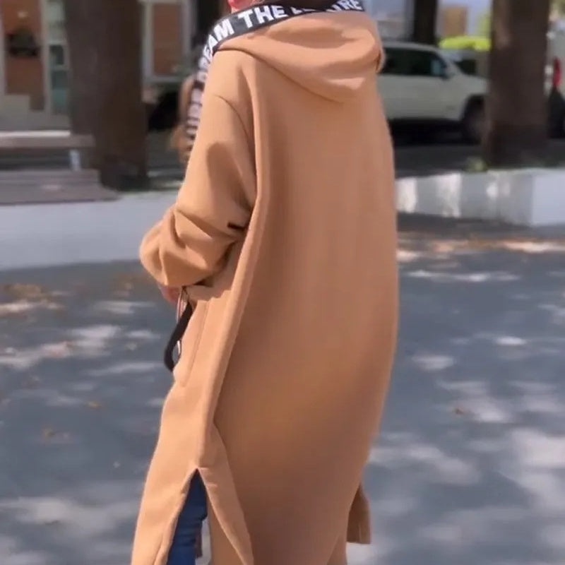 Elegant Long Hooded Sweatershirt