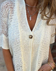 Casual Women’s Solid Knitted Top with Button