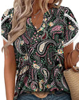 Short Sleeved Printed Tunic Top for Women