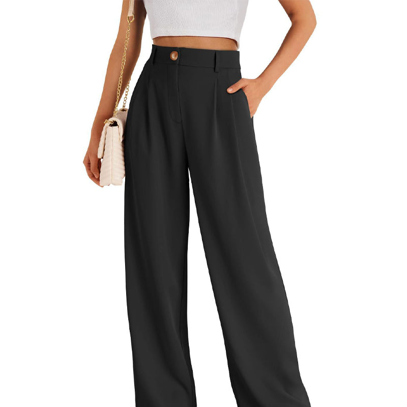 Solid Color Casual Straight Pants