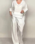 Cotton Linen Short Sleeve Two Piece Set