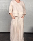 Cotton Linen Short Sleeve Two Piece Set