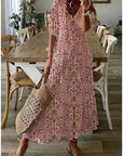 Boho Vintage V-Neck Printed Dress