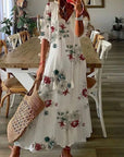 Boho Vintage V-Neck Printed Dress