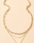 Vintage Gold Layered Chain & Pendant Necklace