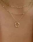 Vintage Gold Layered Chain & Pendant Necklace