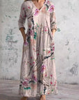 Chic Boho Floral Print Midi Dress
