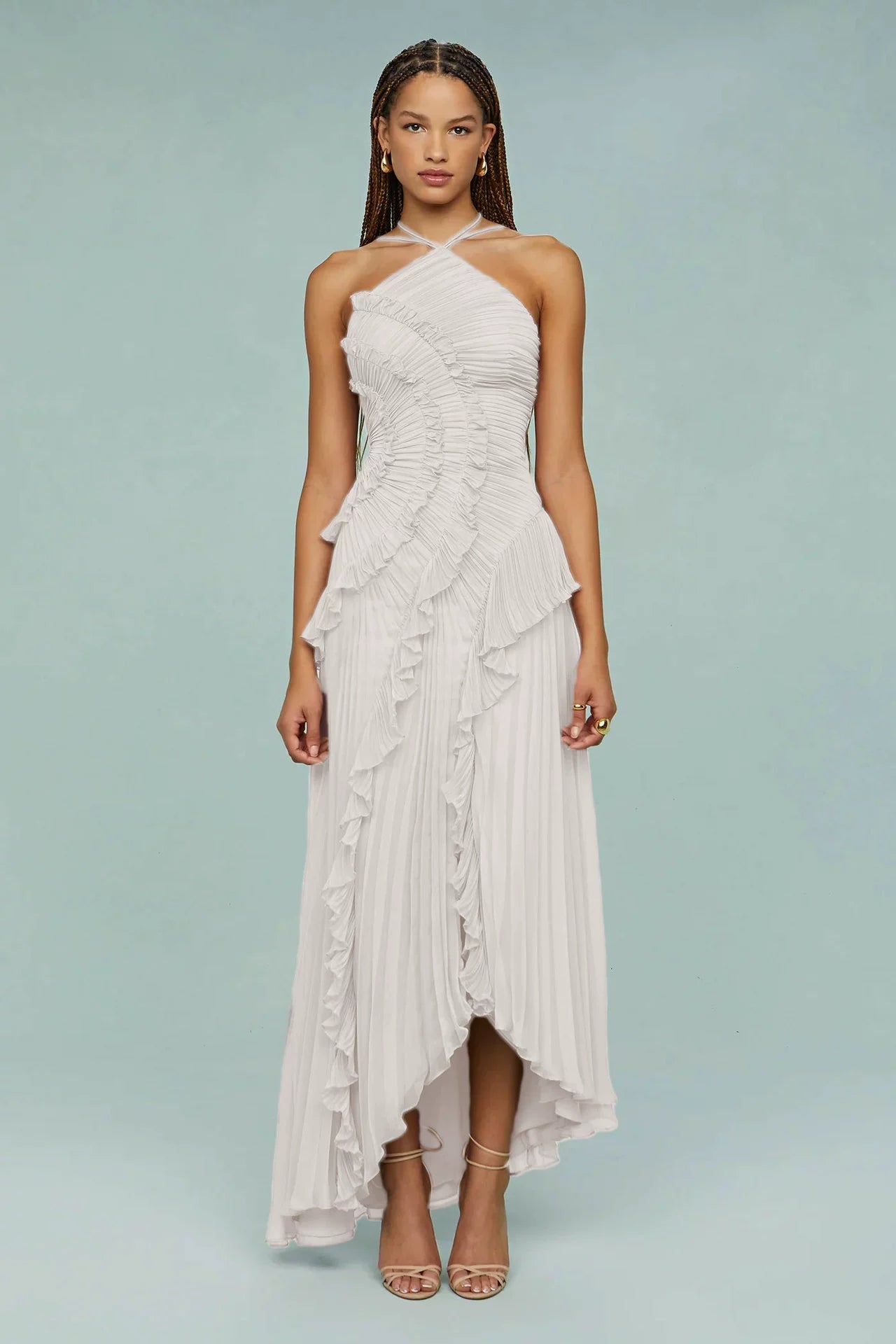 Slimming Pleated Chiffon Dress – Flowy Favorite for Coastal Getaways