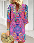 Geometric Print 3/4 Sleeve Dress
