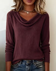 Fashionable Long-Sleeved Pile Collar Sweater