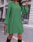 Lapel Long Sleeve Printed Dress