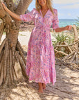 V-Neck Floral Short-Sleeve Dress