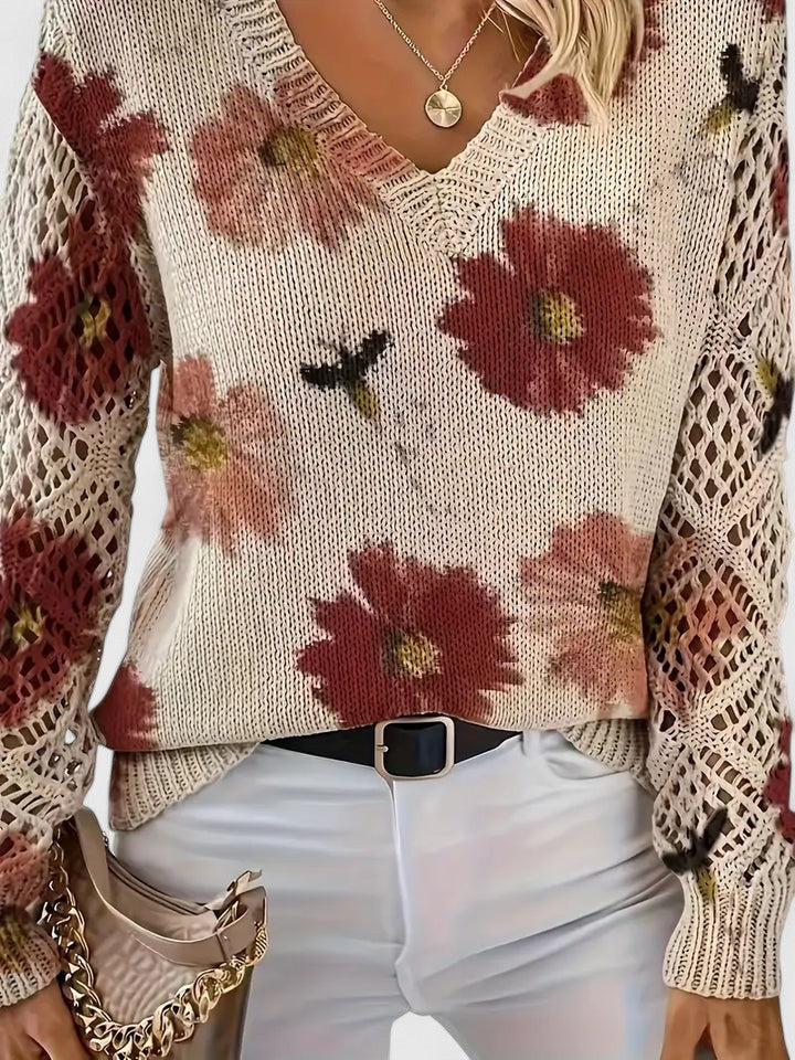 Elegant Floral Lightweight Sweater