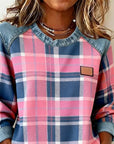 Plaid Patchwork Fashion Sweatshirt
