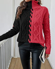 Elegant Striped Jumper With High Collar